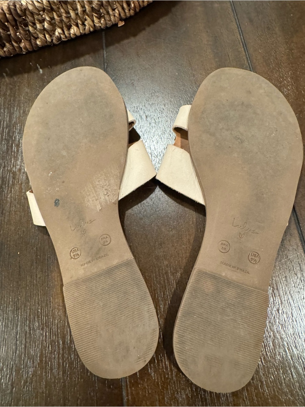 Lulu's Nude Leather Slide Sandals - Picture 7 of 10